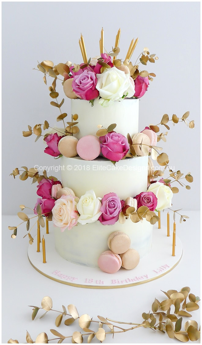 white-gold-pink-roses-semi-naked-cake